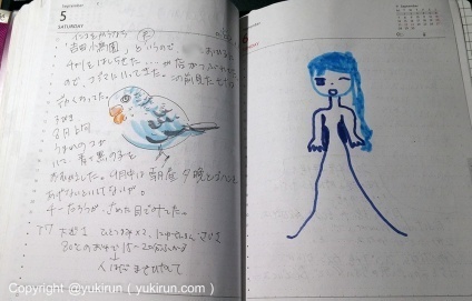 画像：左は私、右は末っ子の落書き