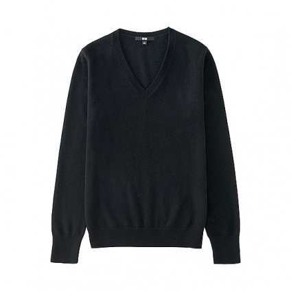 UNIQLO WOMEN カシミヤVネックセーター（長袖）Black